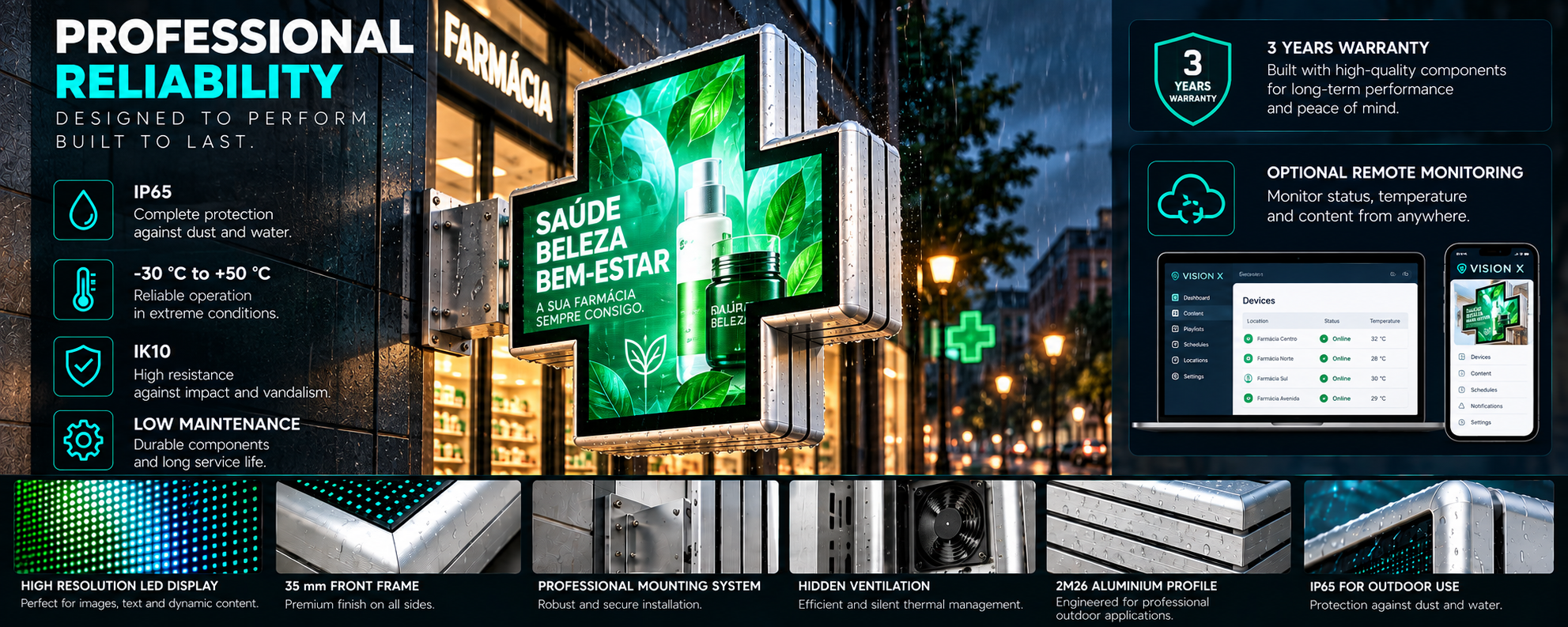 LED Pharmacy Cross — Cruz Farmácia, Outdoor LED Displays — product image 8