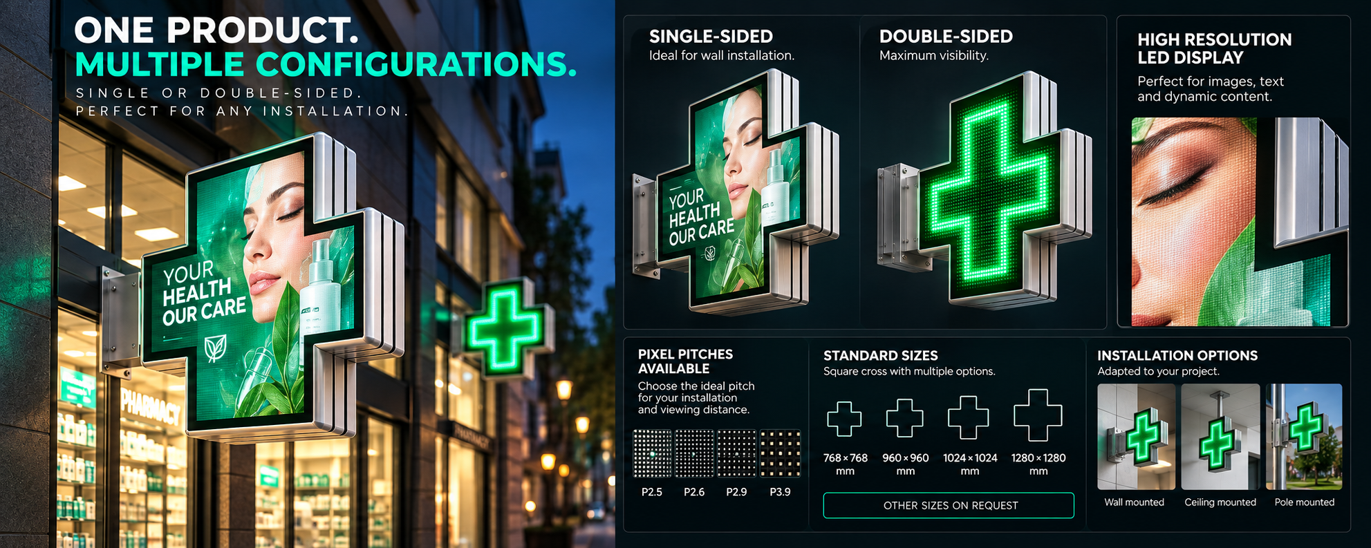LED Pharmacy Cross — Cruz Farmácia, Outdoor LED Displays — product image 6